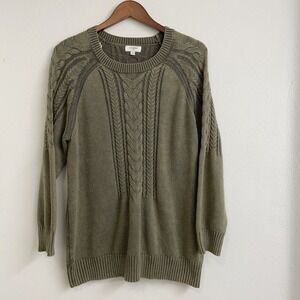 Umgee USA SweaterS Womens M Olive green Pullover Fishermen Chucky Knit‎ Grandma
